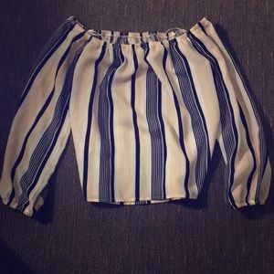 HAVANA OFF SHOULDER TOP WHITE TAN STRIPE